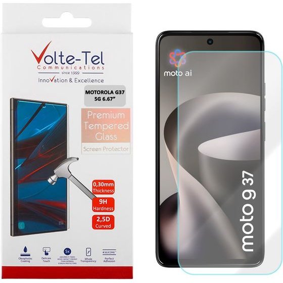 Volte-Tel Tempered Glass Motorola G37 5G 6.67in 9H 0.30mm 2.5D Full GLUE - (5205308431234)