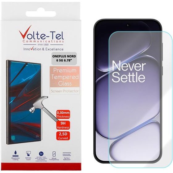 Volte-Tel Tempered Glass Oneplus Nord 6 5G 6.78in 9H 0.30mm 2.5D Full GLUE - (5205308431265)