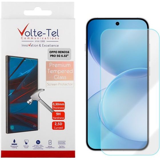 Volte-Tel Tempered Glass Oppo RENO16 Pro 5G 6.32in 9H 0.30mm 2.5D Full GLUE - (5205308431296)