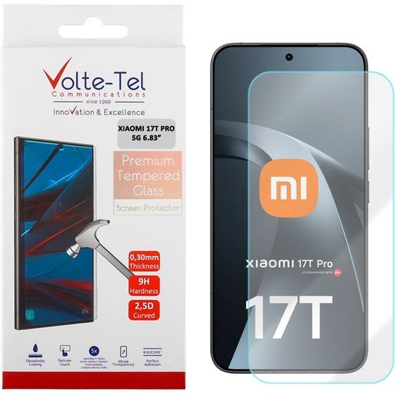 Volte-Tel Tempered Glass Xiaomi 17T Pro 5G 6.83in Finger Unlock 9H 0.30mm 2.5D Full GLUE - (5205308430008)