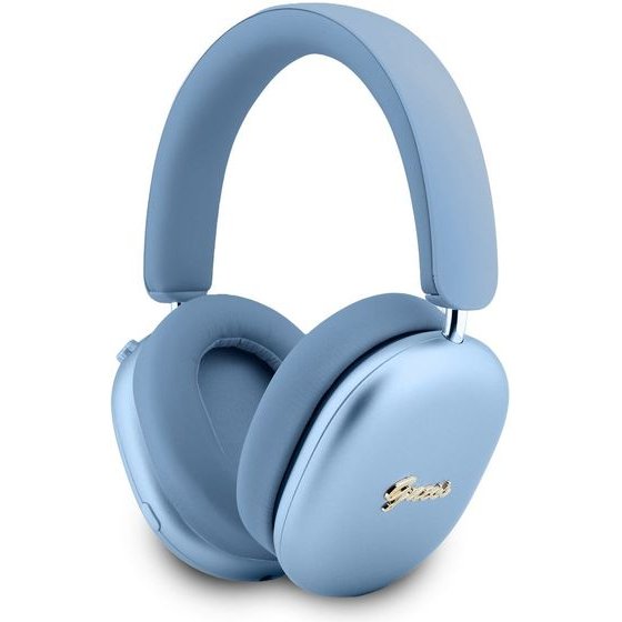 Guess Metallic Finish Gold Script Logo Enc Wireless Headphone Light Blue - (GUBHP10HMBCB)