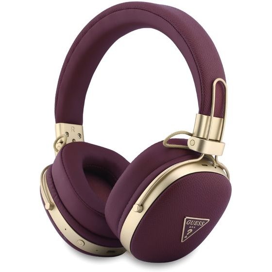 Guess Pu Grained Triangle Gold Metal Logo Enc Wireless Headphone Burgundy - (GUOBHP72PGTCSU)