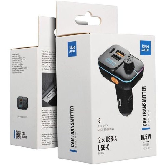 Blue Star Transmiter For Car Wave L3 Rgb Classy Light Typ C x1 Usb x2 20W black