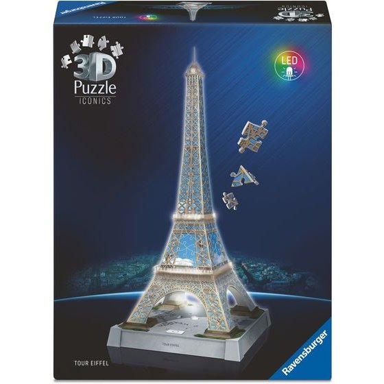 Ravensburger 3D Puzzle: 3D Iconics - Eiffel Tower Night Edition (216pcs)
