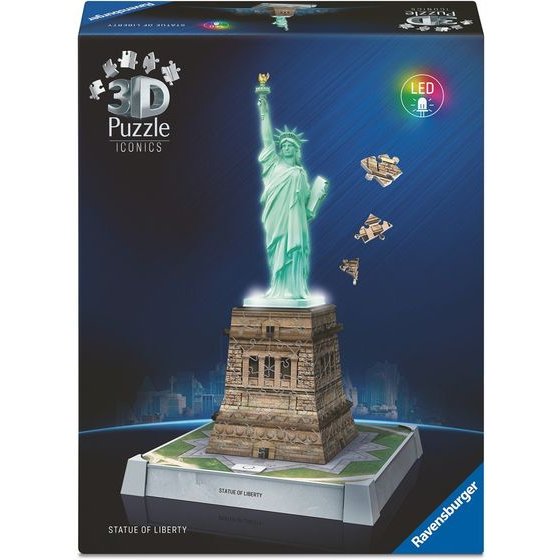 Ravensburger 3D Puzzle: 3D Iconics - Statue Of Liberty Night Edition (108pcs)