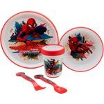 Stor: Marvel Spiderman - 5 Pcs Non Slip Bicolor Premium Set (Plate Bowl Tumbler 260 Ml & Cutlery) (83581)