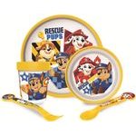 Stor: Paw Patrol Boy Rescue Pups 5 Pcs -Non Slip Bicolor Premium Set (Plate Bowl Tumbler 260 Ml & Cutlery) (81681)