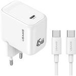 Usams CC339 T76 45W Gan USB-C Wall Charger + SJ711 USB-C To USB-C Cable (1m, White) - (T76TZ01)