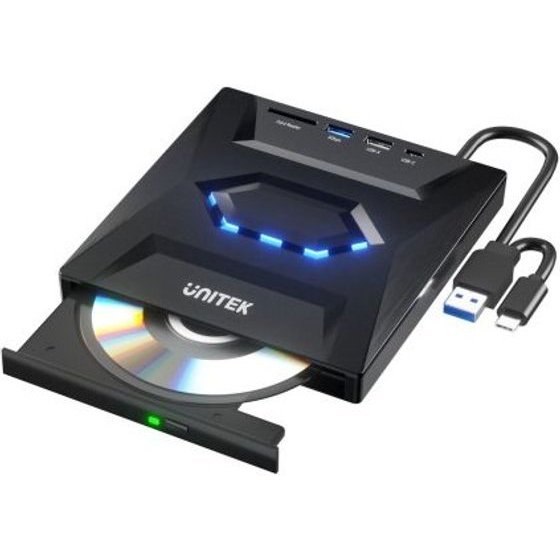 UNITEK External DVD/Cd Burner With 5 Gbps Usb Hub - (T1037A01)