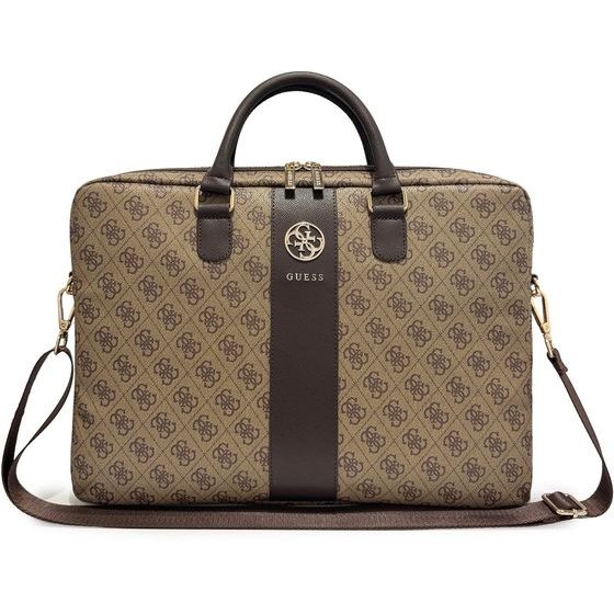Guess Pu 4G Stripe Metal Logo Computer Bag 14 Brown - (GUCB146PG4S4RW)