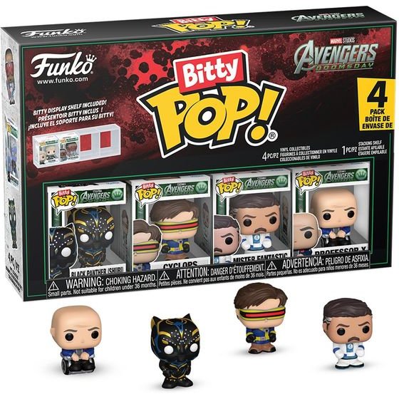 Funko Bitty Pop! 4-Pack: Avengers Doomsday - Black Panther (Shuri), Cyclops, Mister Fantastic, Professor X Vinyl Figures