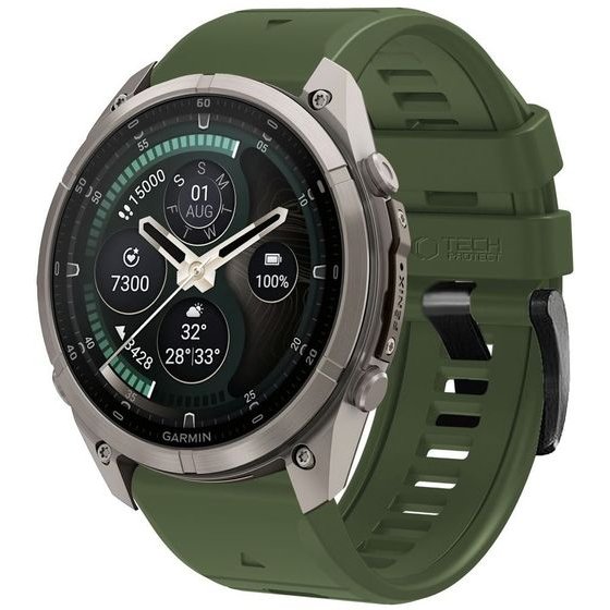 Tech-Protect Silicone Garmin Fenix 5 / 6 / 6 Pro / 7 / 8 / 8 Pro / E / 9 / 9 Pro (47 MM) Military GREEN