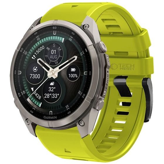 Tech-Protect Silicone Garmin Fenix 5 / 6 / 6 Pro / 7 / 8 / 8 Pro / E / 9 / 9 Pro (47 MM) Volt LIME