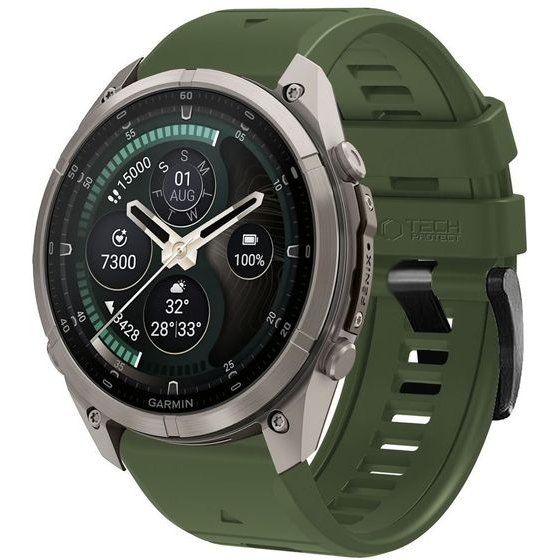 Tech-Protect Silicone Garmin Fenix 5 / 6 / 6 Pro / 7 / 8 / 8 Pro / E / 9 / 9 Pro (51 MM) Military GREEN