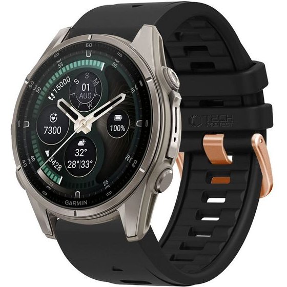 Tech-Protect Silicone Garmin Fenix 5S / 5S Plus / 6S / 6S Pro / 7S / 8 / 9 / 9 Pro (43 MM) BLACK