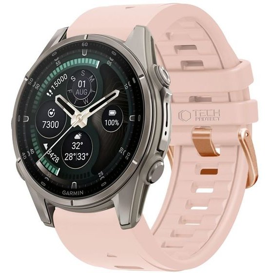 Tech-Protect Silicone Garmin Fenix 5S / 5S Plus / 6S / 6S Pro / 7S / 8 / 9 / 9 Pro (43 MM) Powder PINK