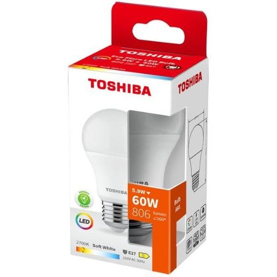 Toshiba Led Eco Flare A60 E27 5.9W 2700K - (DELS-BLW45P9A8AEA4)