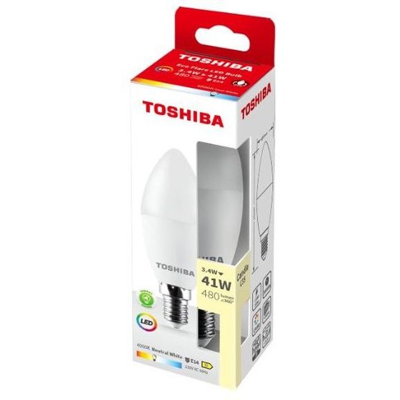 Toshiba Led Eco Flare C35 E14 3.4W 4000K - (DELS-CD443P414AEA4)