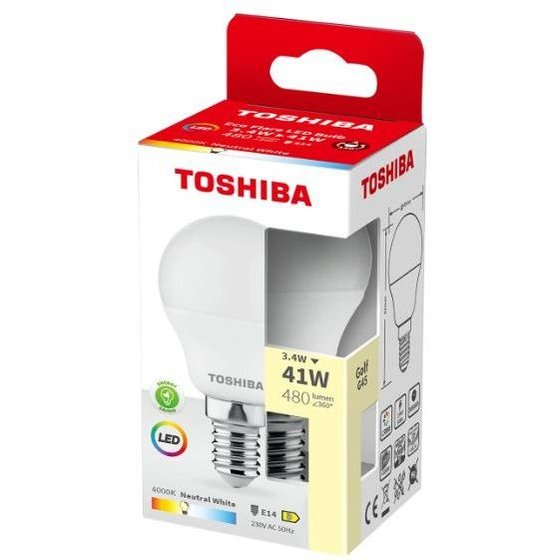 Toshiba Led Eco Flare G45 E14 3.4W 4000K - (DELS-GF443P414AEA4)