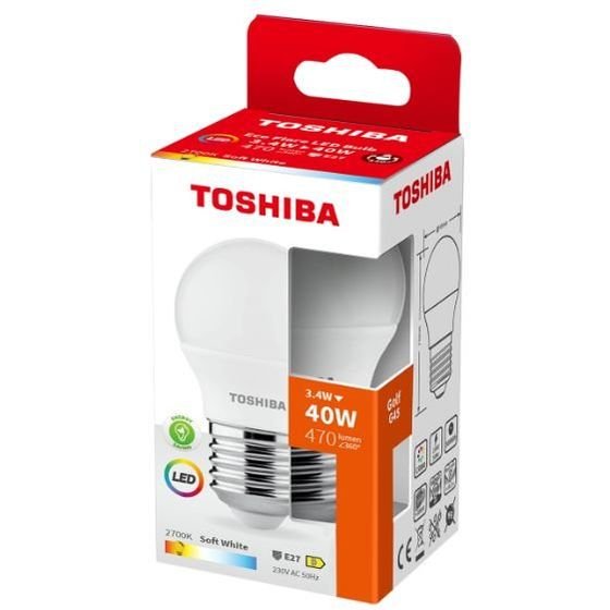 Toshiba Led Eco Flare G45 E27 3.4W 2700K - (DELS-GFW43P427AEA4)