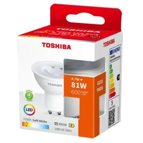 Toshiba Led Eco Flare GU10 4.7W 36D 2700K - (DELS-GUW44P736AEA4)