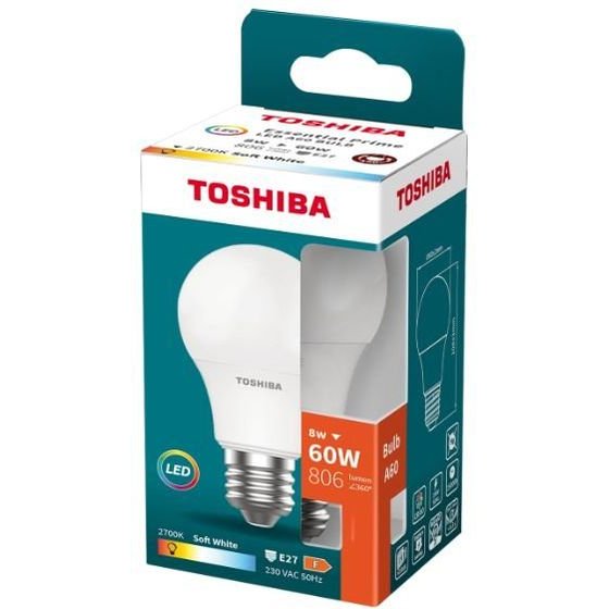 Toshiba Led Essential Prime A60 E27 8W 2700K - (DELS-BLW4008A8AE74)