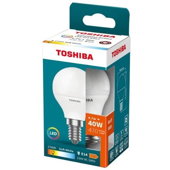 Toshiba Led Essential Prime G45 E14 4.7W 2700K - (DELS-GFW44P714AE84)