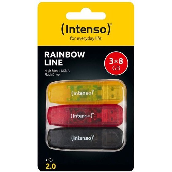 Intenso Rainbow Line 8GB Usb Stick 2.0 3-Pack Multicolor (INTE3502463) - (3502463)