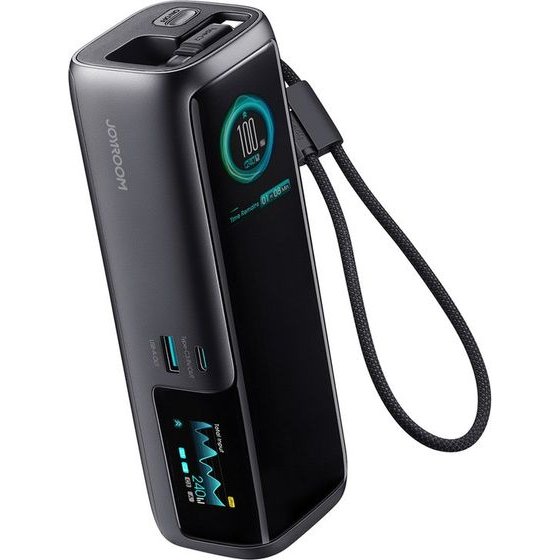 Joyroom Podix 25000mAh Power Bank Up To 240W With Two Built-In USB-C Cables And Two Tft Screens - Gray - (PR70)