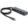 DeLock USB-C Hub �� ���������, 4x �����, 10Gbps, USB-C �������, ���� - (64384)