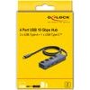 DeLock USB-C Hub �� ���������, 4x �����, 10Gbps, USB-C �������, ���� - (64384)