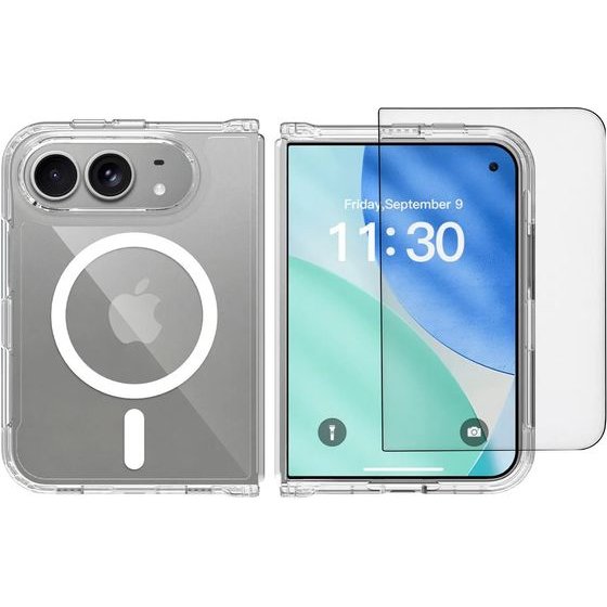 Vivid Set Tpu Magsafe Clear Case + Full Face Tempered Glass Apple Iphone Duo - (VIVGGS000119)