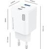 Powertech ���� ��������� ������ �� �������, USB/2x USB-C, 100W, GaN, ������ - (PT-1671)