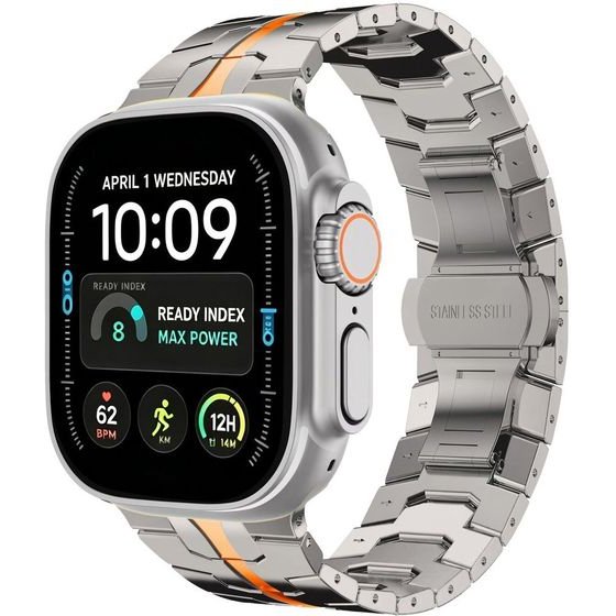 Tech-Protect Stainless Apple Watch 8 / 9 / 10 / 11 / 12 / Se / Ultra (44 / 45 / 46 / 49 MM) TITANIUM/ORANGE