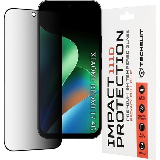 Techsuit - 111D Privacy Full Glue - Xiaomi Redmi 17 4G / Redmi 17 5G / Poco C95 Pro 4G - Black