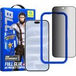 Blueo - Anti-Peep AR Privacy 3D Curved Glass with Applicator - iPhone 18 Pro - Black