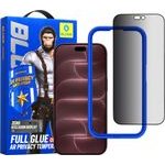 Blueo - Anti-Peep AR Privacy 3D Curved Glasss with Applicator - iPhone 18 Pro Max - Black