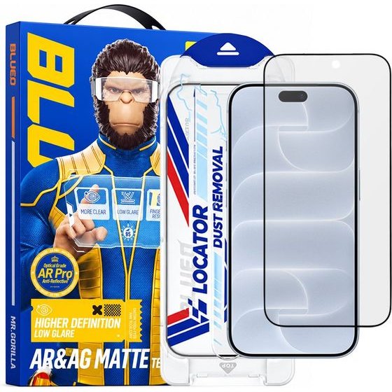 Blueo - Anti-Reflective Matte Glass with Applicator Pro - iPhone 18 Pro - Black