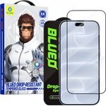 Blueo - Drop-Resistant Tempered Glass - iPhone 18 Pro / iPhone 17 Pro / iPhone 17 / iPhone 16 Pro - Black