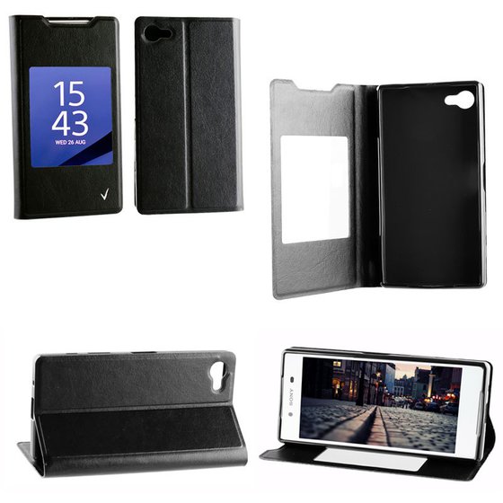 ���� SONY XPERIA Z5 COMPACT E5803 LEATHER-TPU VIEW BOOK STAND BL