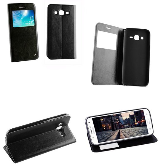 ���� SAMSUNG GALAXY J5 J500 LEATHER-TPU VIEW BOOK STAND BLACK VL