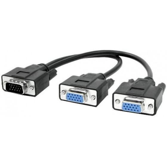 POWERTECH ���. VGA HD 15PIN M / 2 X F - 0.20M - �����