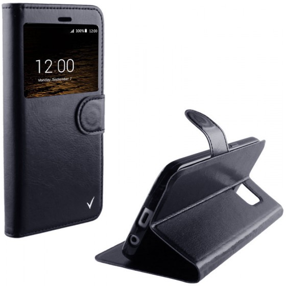 ���� SAMSUNG GALAXY S7 EDGE G935 LEATHER-TPU VIEW BOOK STAND BLK