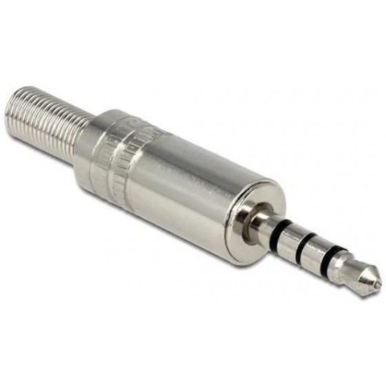 DELOCK ����� 3.5MM STEREO, 4 PIN, BEND PROTECTION, METAL, SILVER