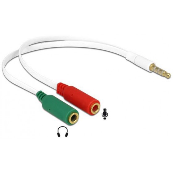DELOCK ���������� ��� 2X 3.5MM 3-PIN JACK �� 3.5MM 4-PIN JACK