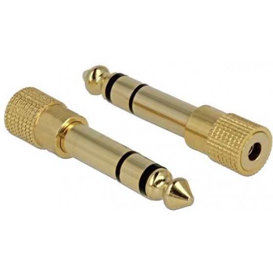 DELOCK ���������� STEREO ��� 6.3MM �� JACK 3.5M, METAL, GOLD