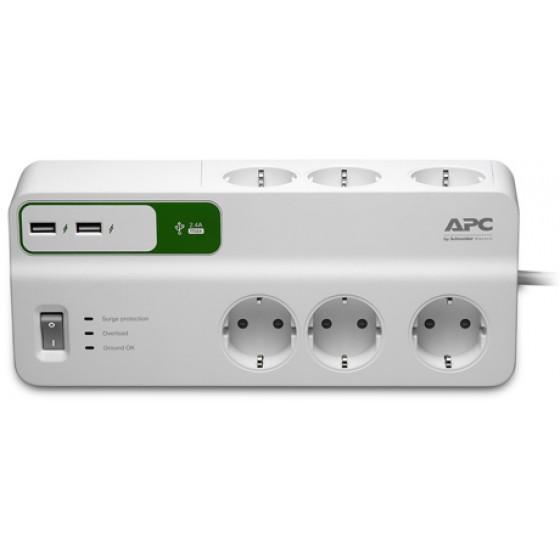 APC �����/�� SURG/TEL.PROT/USB CHARGER PM6U-GR 6�