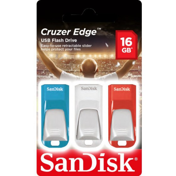 SANDISK SDCZ51-016G-E46T CRUZER EDGE 3-PACK - 16GB USB EURO 2016