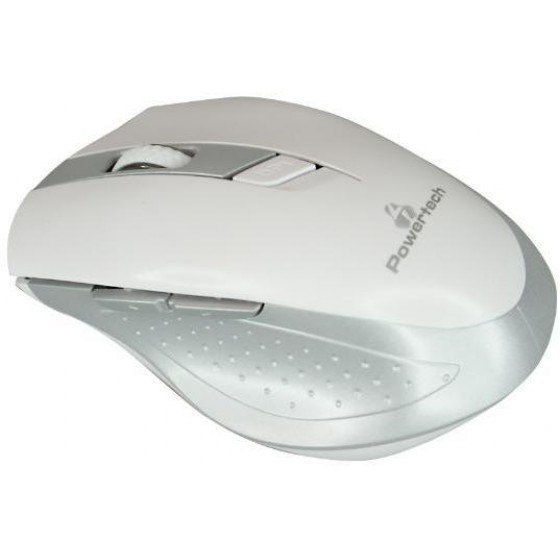 POWERTECH WIRELESS MOUSE, ������, 1600 DPI, ������ �������, WHITE-SILVER - (PT-295)