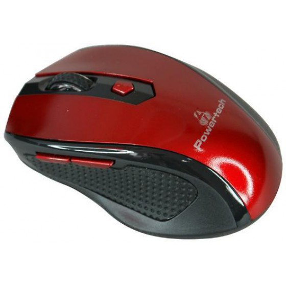 POWERTECH WIRELESS MOUSE, ������, 1600 DPI, ������ �������, RED-BLACK - (PT-299)